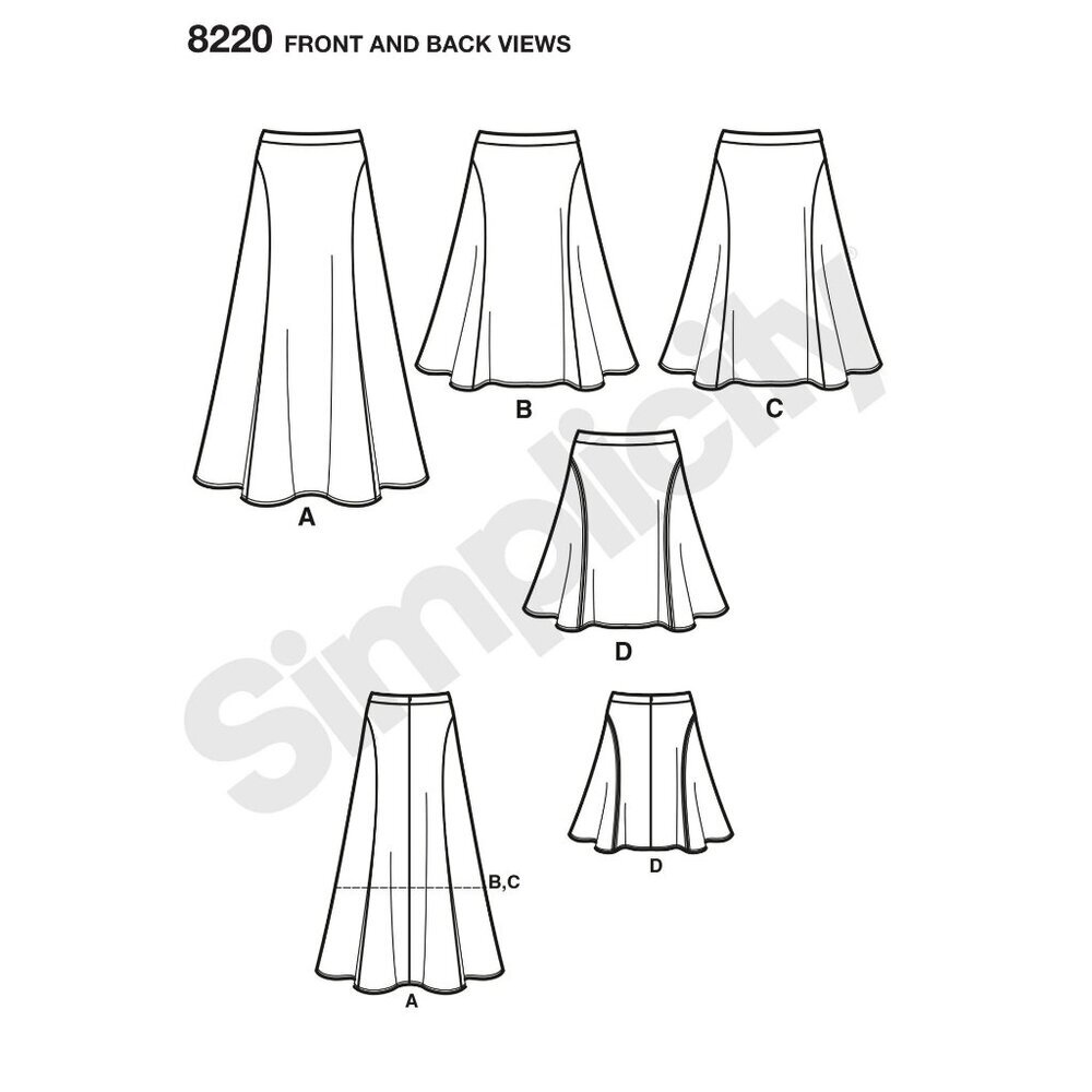 Simplicity Sewing Pattern 8220 Skirt Flared Misses Size 14-22 - Picture 2 of 3